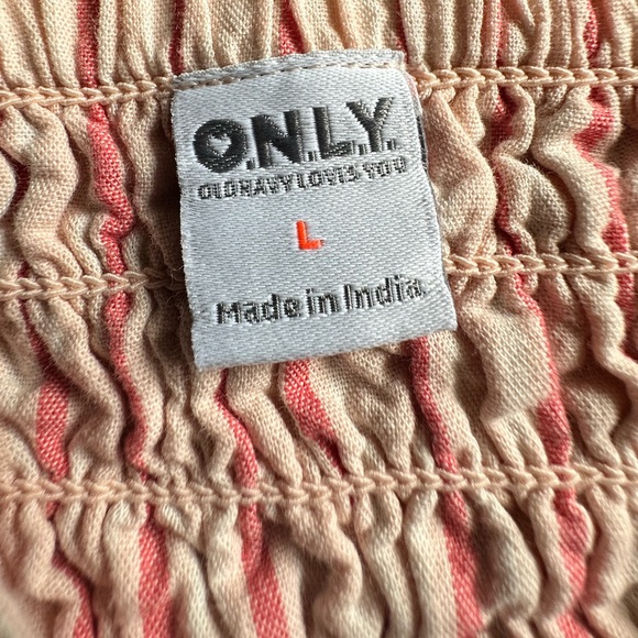 Only•v-neck pinstripe bralette top•women’s large•100% cotton•pink/cream•Old Navy - Picture 4 of 13